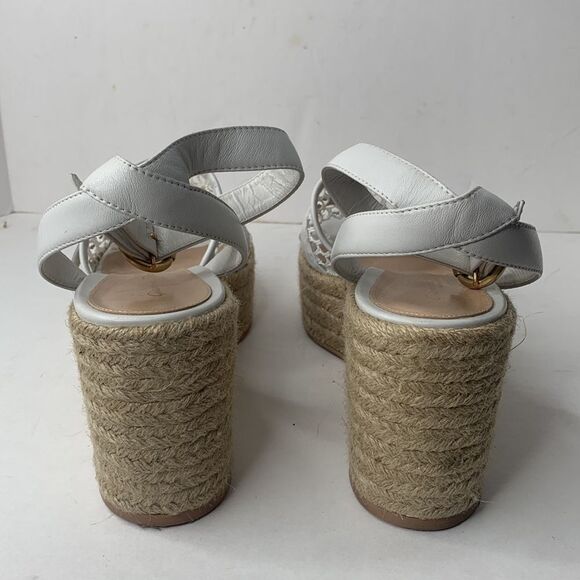 Gianvito Rossi Solana Buckle Napa wedge white leather platform wedge sandals - Picture 9 of 15